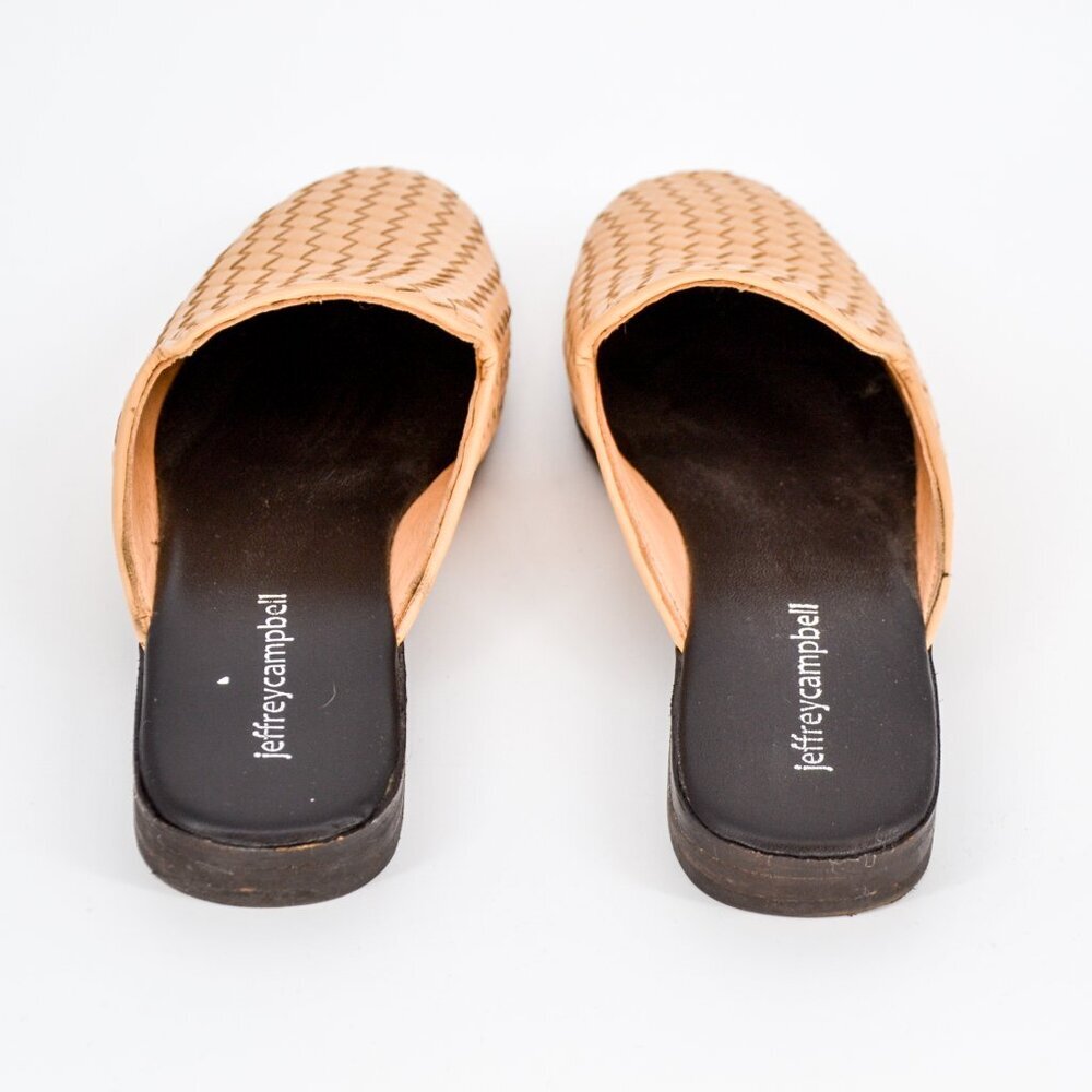 Jeffrey Campbell Geode Woven Leather Mules Tan Slip On Flats Handmade Womens 7 - Picture 5 of 7